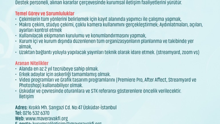 Mavera TV Destek Personeli Arıyor