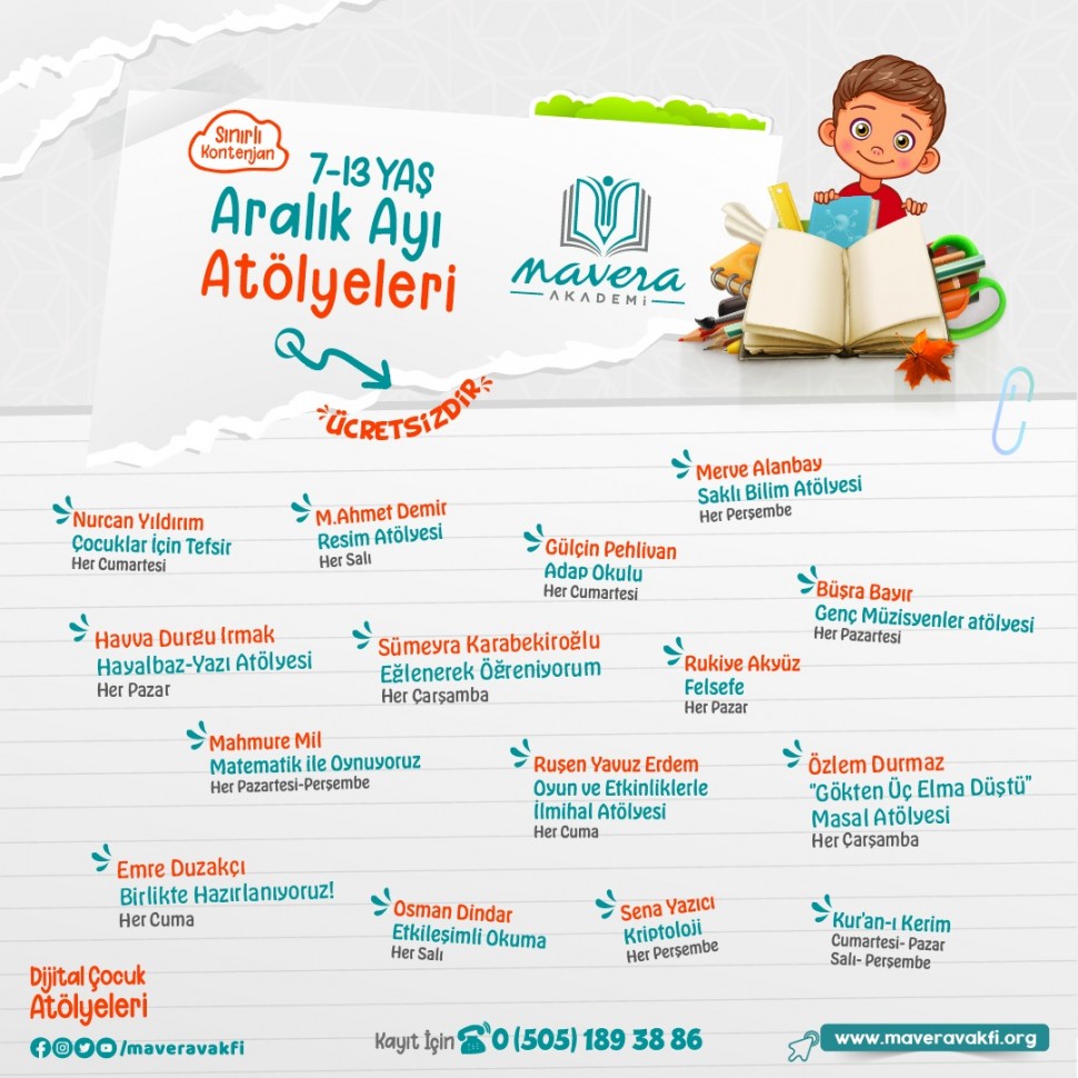 Mavera Akademi Aralık Ayı Atölyeleri