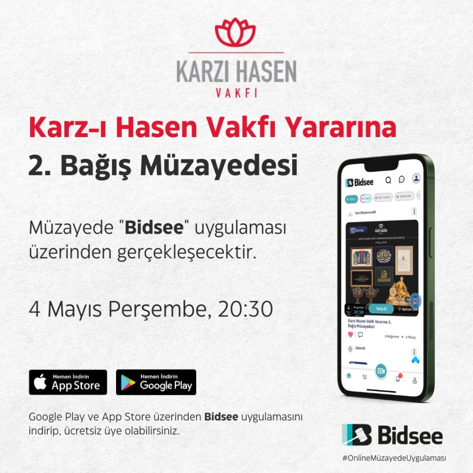 KARZI HASEN VAKFI YARARINA 2. ONLINE BAĞIŞ MÜZAYEDESİ