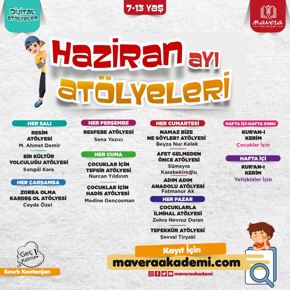 Mavera Akademi 2023 HAZİRAN Ayı Atölyeleri